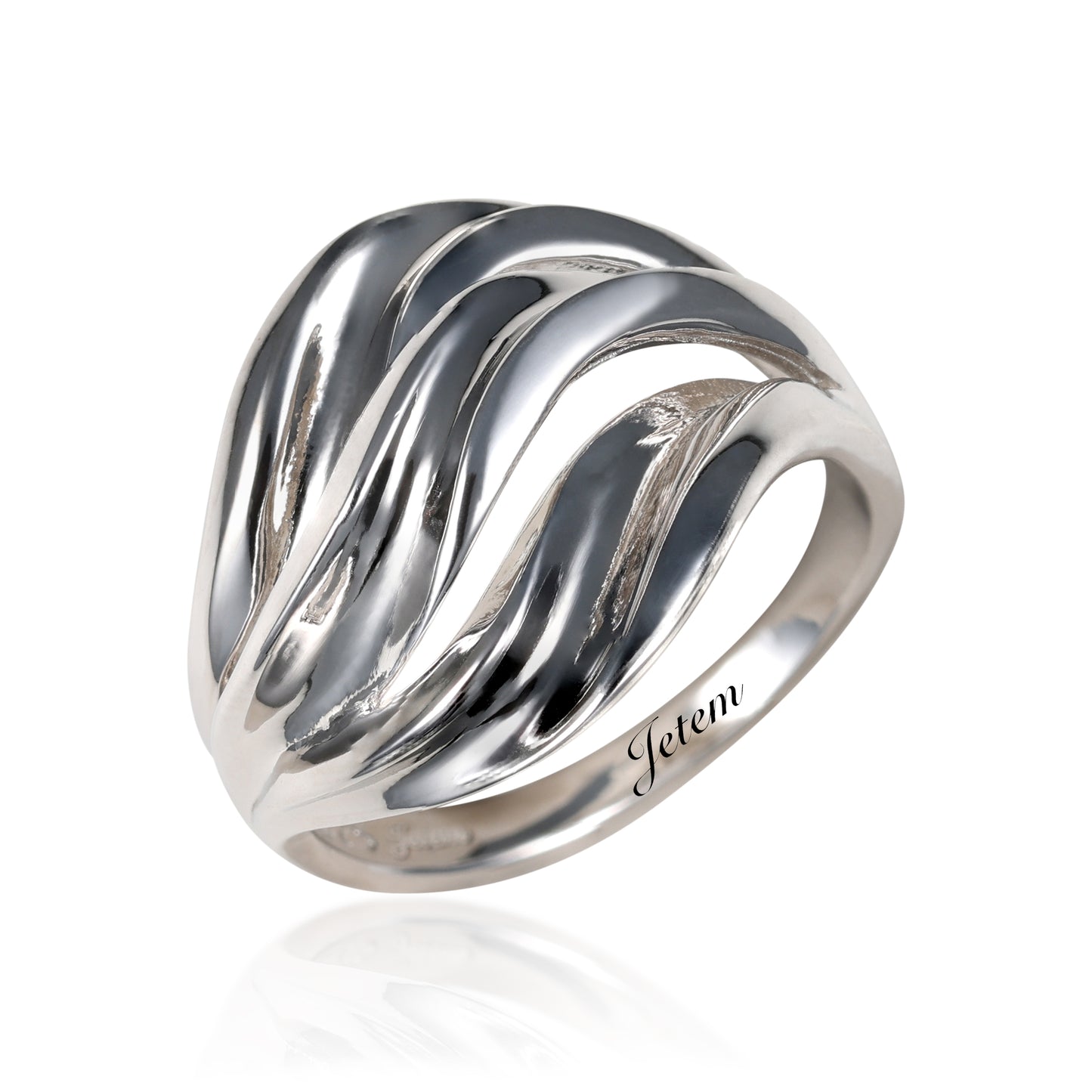 טבעת כסף 925  דגם גלים משולב