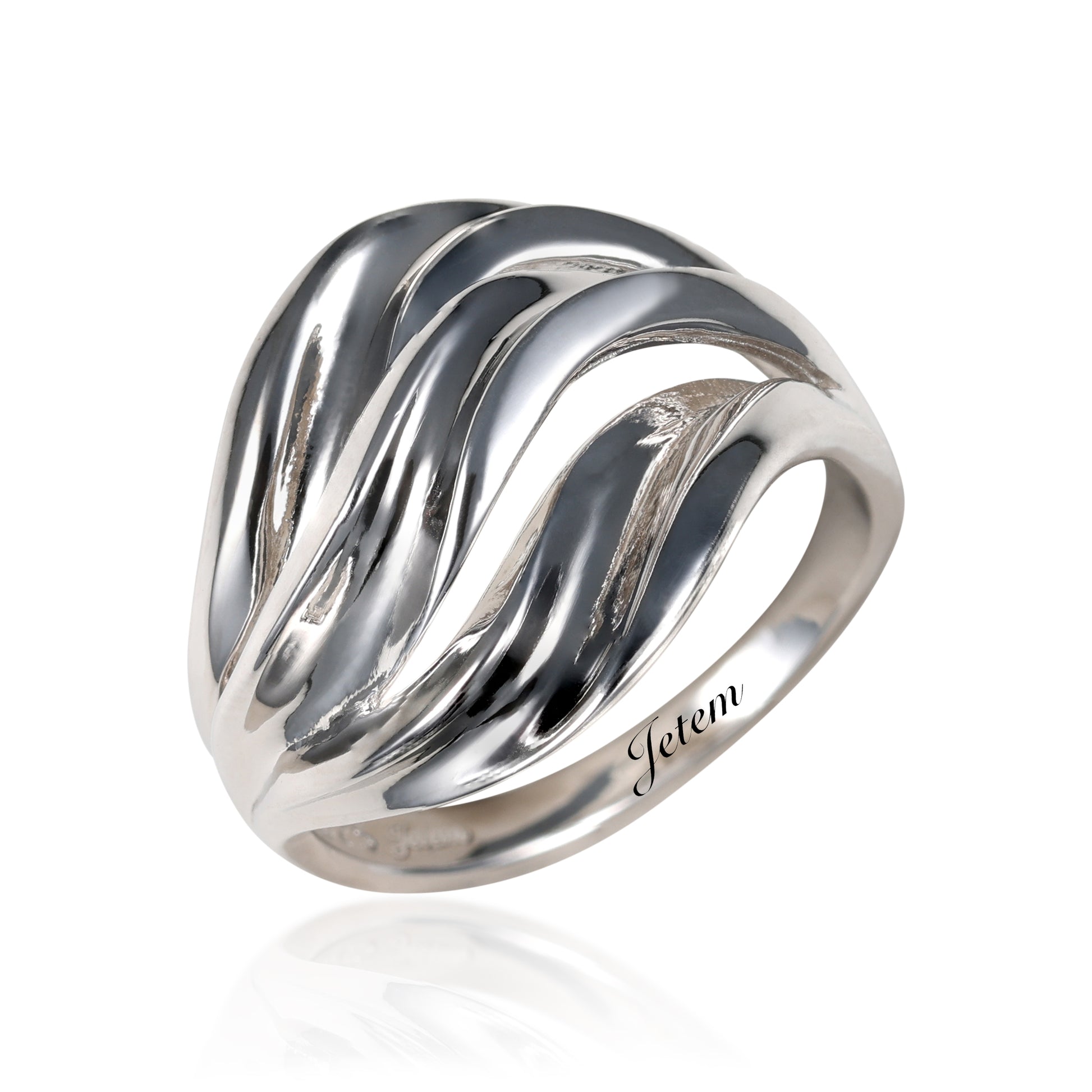 טבעת כסף 925  דגם גלים משולב