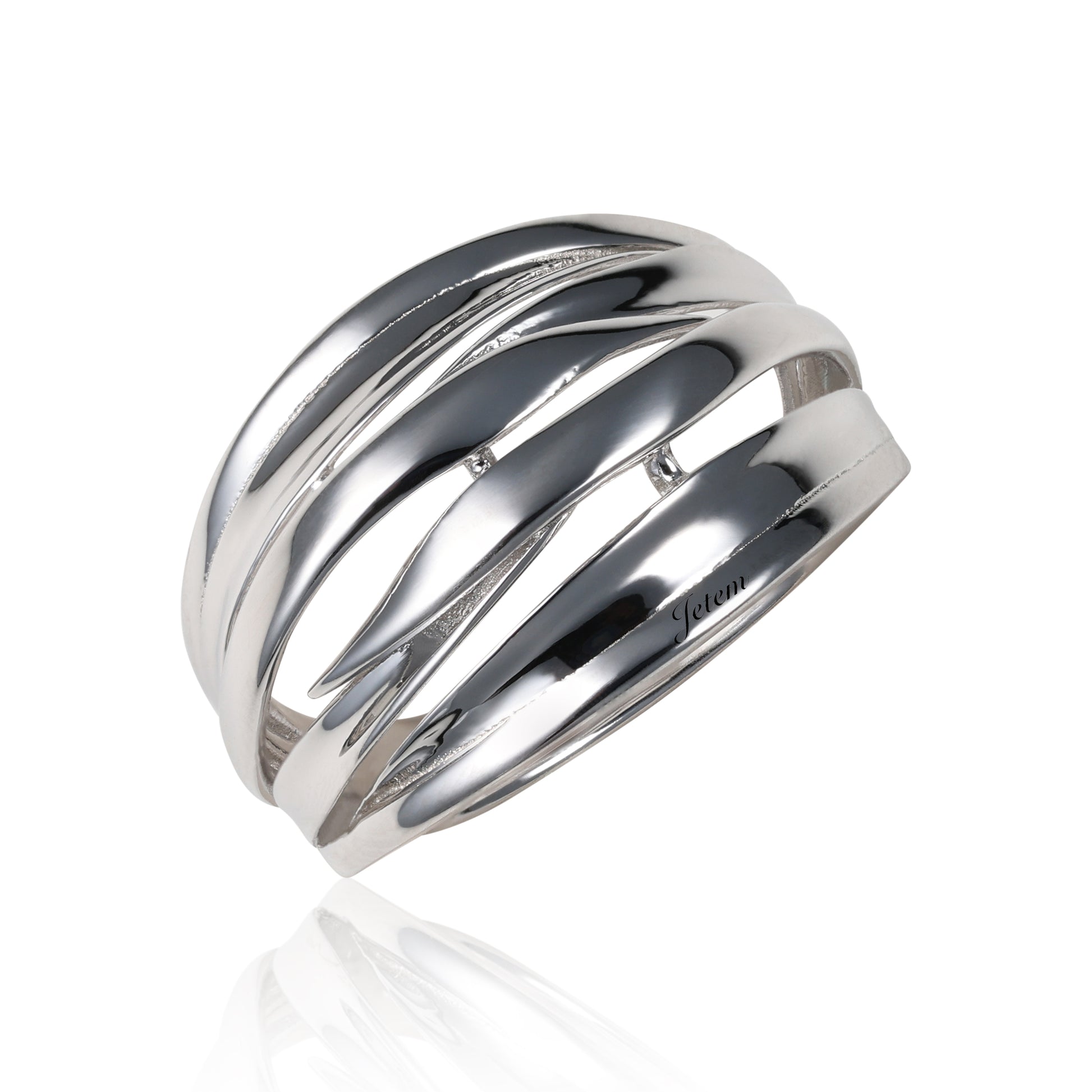 טבעת כסף 925  דגם שזור רחב