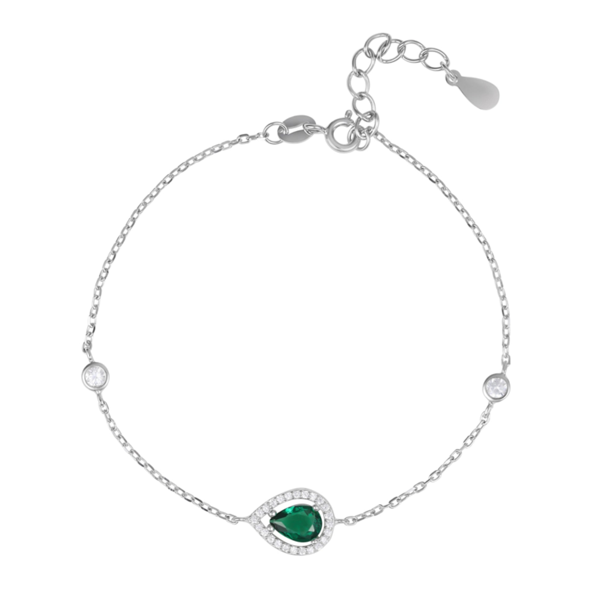 צמיד כסף  עם תליון טיפה משובץ