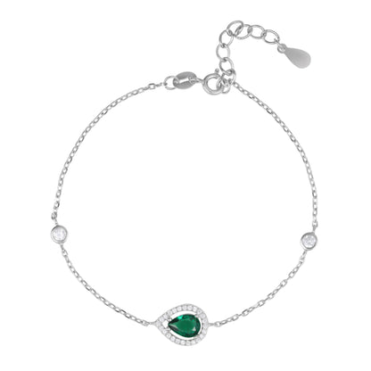 צמיד כסף  עם תליון טיפה משובץ